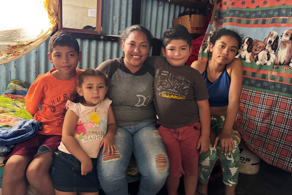 Lillian and her four children at their home in Cartago, Costa Rica who fled Nicaragua six years ago.